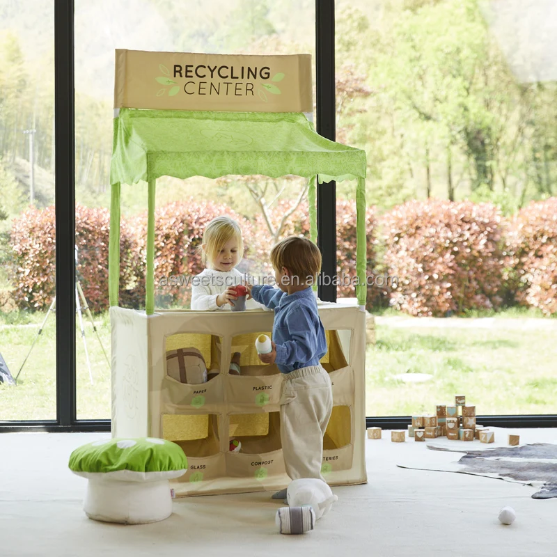 Asweets Indoor Kinder garten Kids Role Play Tent  ATM Burger Lemonade 3 In 1 Pretend Play Stand