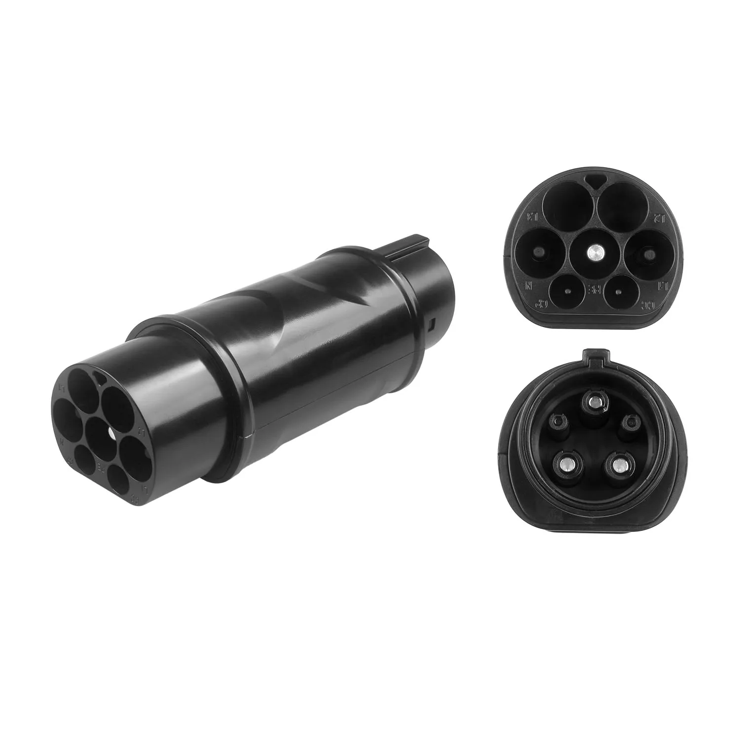 Ev Charger Type 2 To Type 1 16A&32A Female Adapter Black 7 hole Type2 to J1772 type1  EV charging Adapter For  Ford/Hyudnai