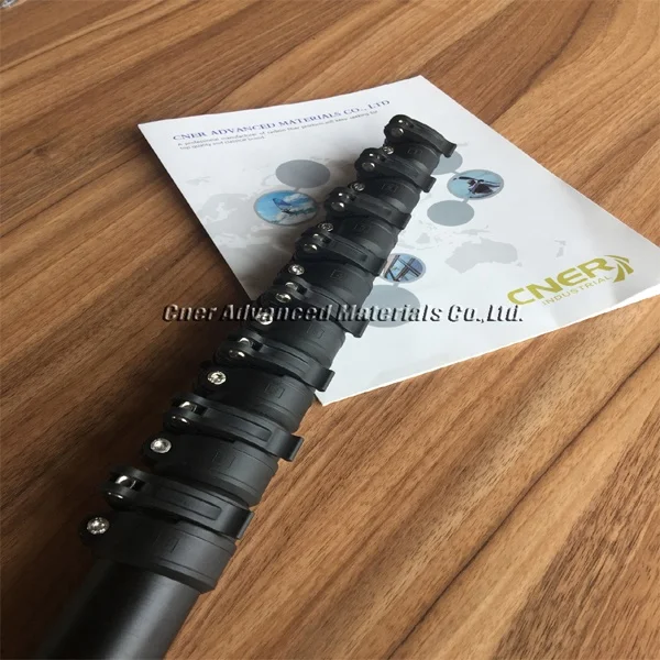 CNER Advanced materials carbon fiber telescopic pole with flip clamp lock/CNER harvest extendable telescopic pole for betel nuts