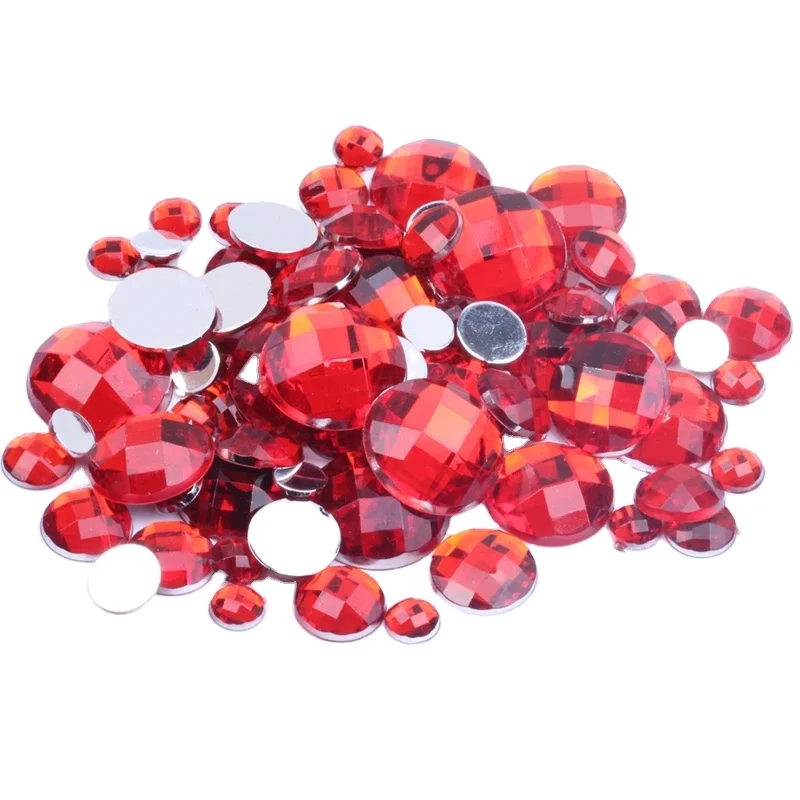 Acrylic Beads Wholesale Flat Back Round Earth Facets Many Colors 8mm 50pcs Nail Rhinestone Glue On Beads For Jewelry Making