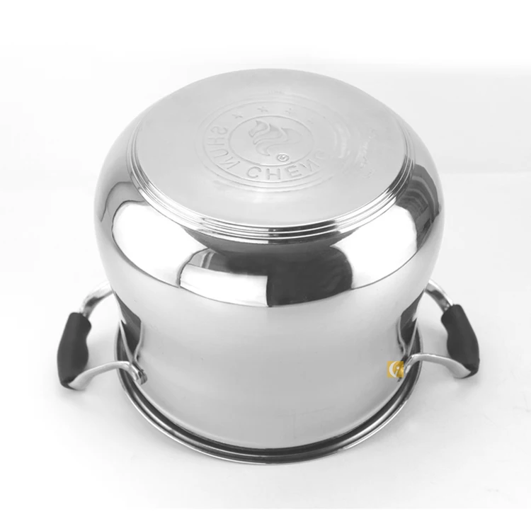 Drum shaped deep 201 stainless steel double bottom soup pot stew pot