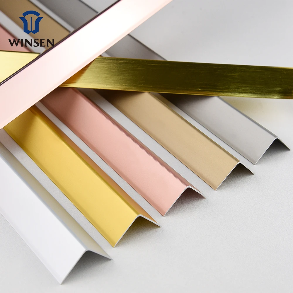 Inside Corner Metal Edge Strip Copper Trims Transition Angle Ceramic Stainless Steel Tile Trim Profile