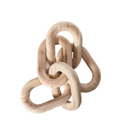 Home Table Bohemian Decoration Farmhouse Rustic Hand Carved Wood Chain Link