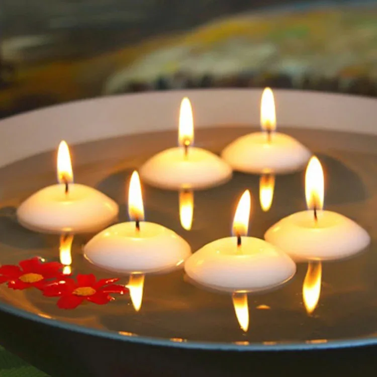 24 Pack Floating Candles 3inch White Unscented Wax Burning Candles for Weddings Party and Holiday