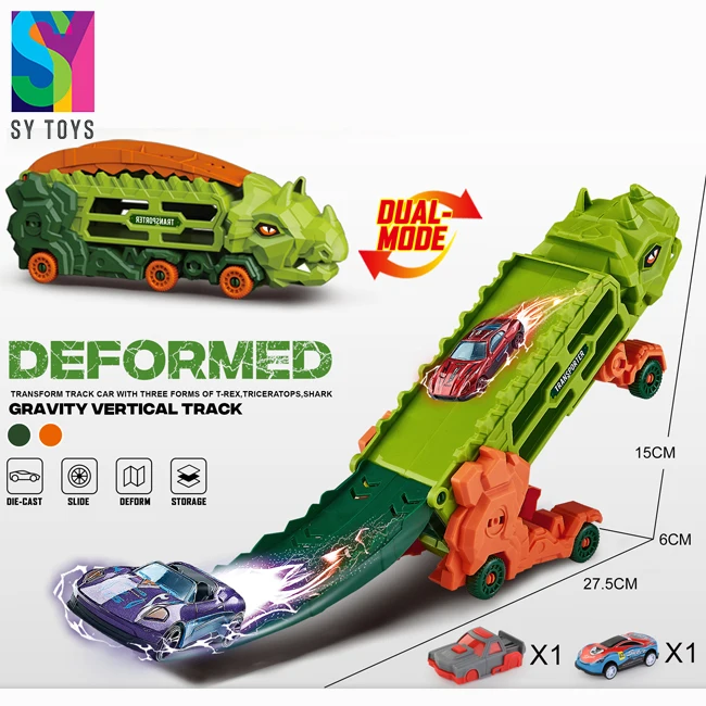 SY Free Wheel Deformation Dinosaur Toy Truck Diecast Car Transport Carrier