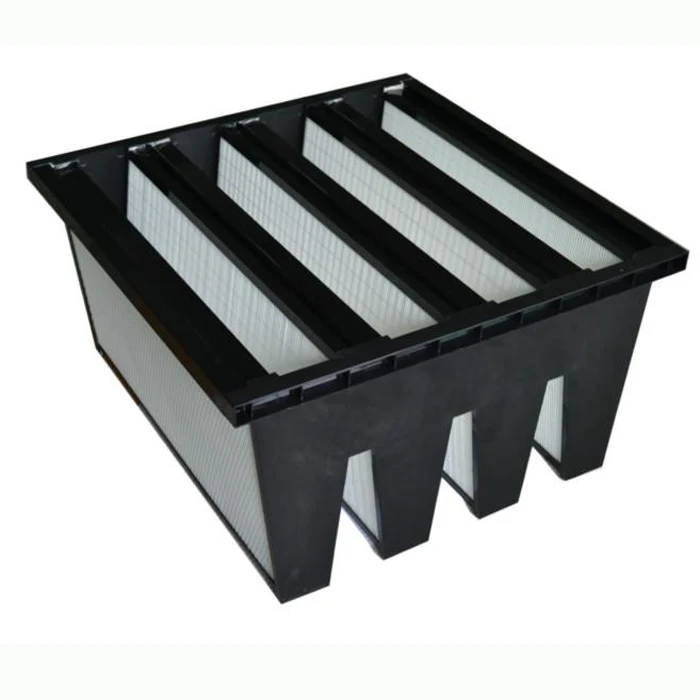 H13 H14 Merv14 High Efficiency Minipleat V Bank Compact Hepa Filter 4V Plastic Frame V Bank ABS / PVC Frame Box Air Filter