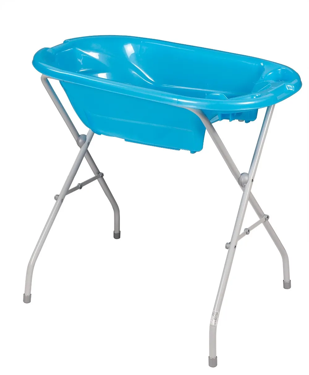 Baby plastic bathtub high quality with steel stand infant bath tub transparent baby bath tub