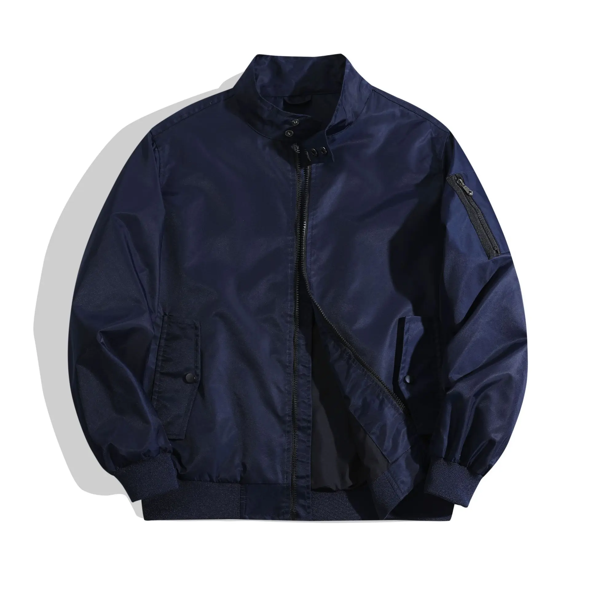 Aoyema OEM Wholesale Spring Autumn Stand Collar satin Bomber varsity jackets Wholesale streetwear Jacket Baseball Zip-up Coats