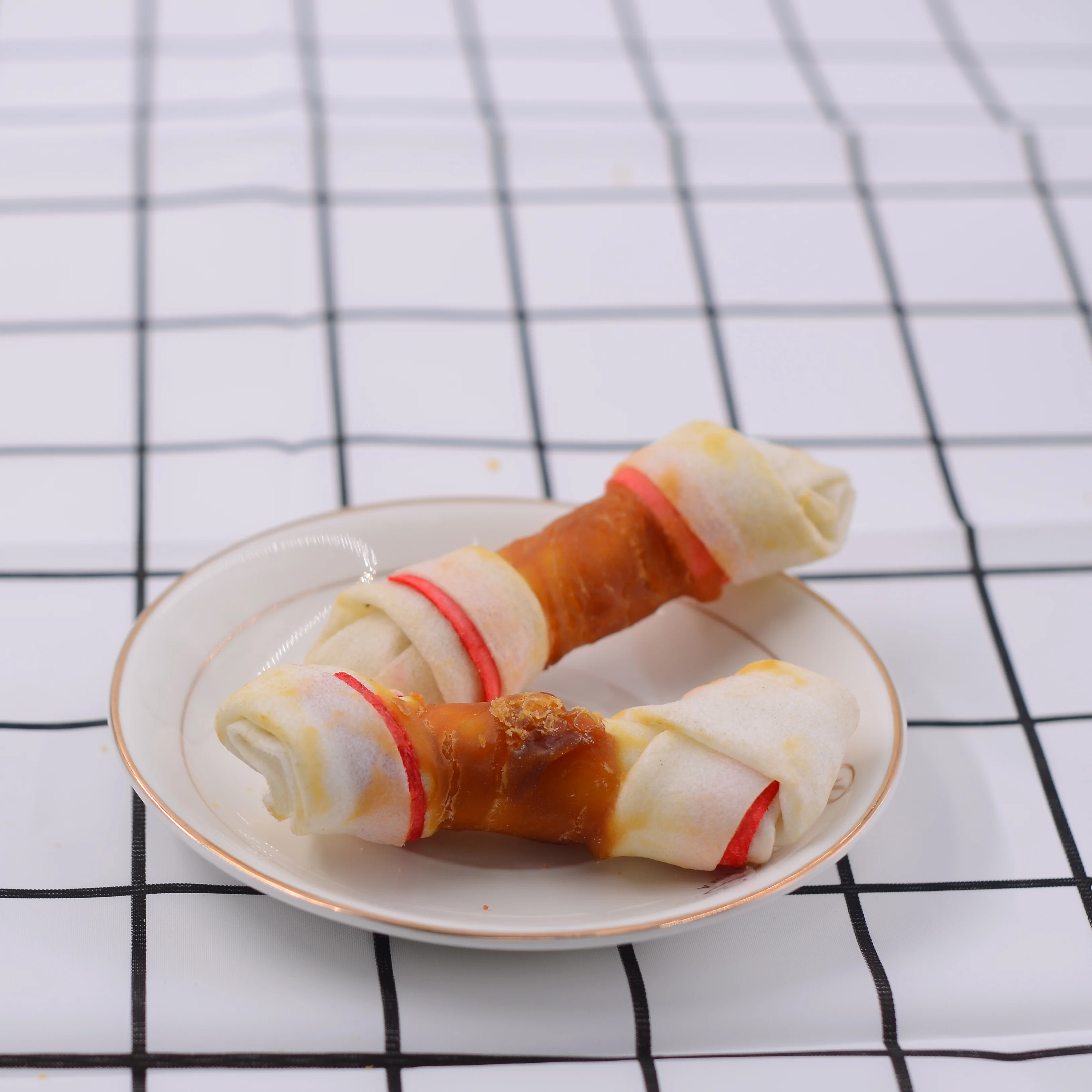 Pet Food Chicken Wrapped Rawhide Knotted Bones for Pet Snacks Dog Food Healthy Dry Dog Snacks