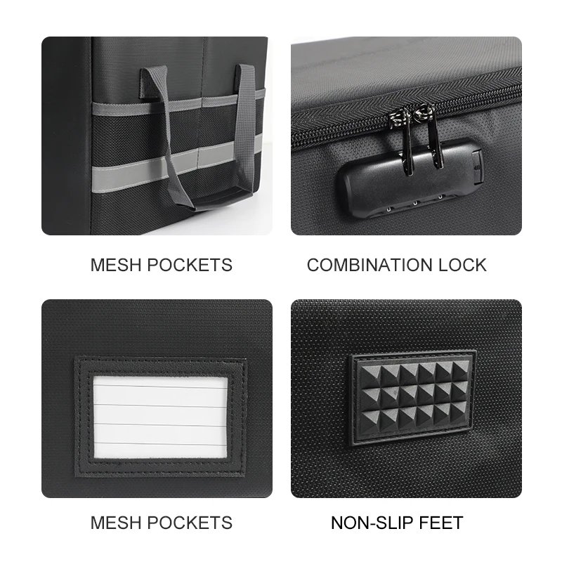Collapsible Fire Proof File Storage Box Custom Black Safe Document Bag Fireproof Waterproof Bag