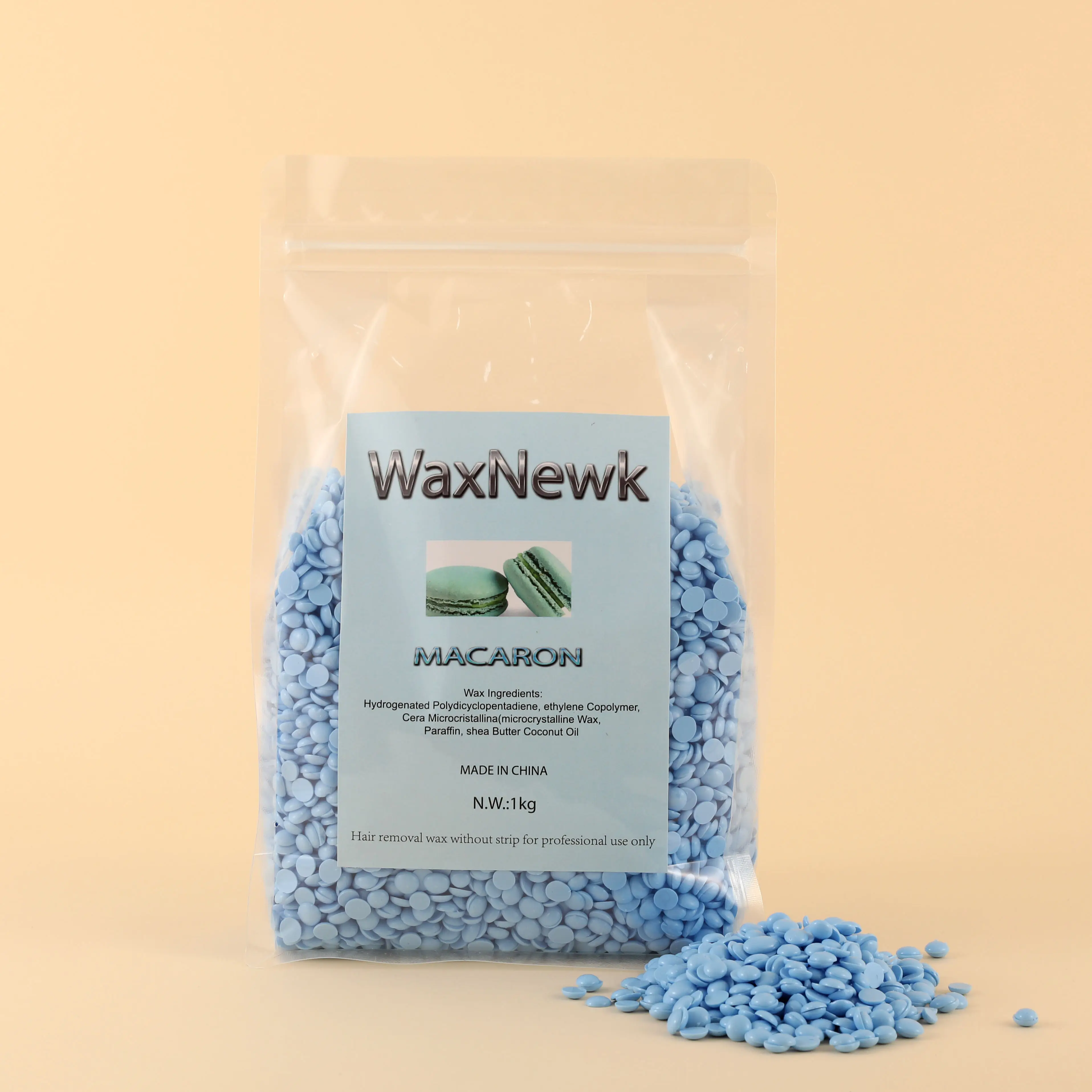 WaxNewK 1 кг Макарон синего цвета гипоаллергенный салон красоты безболезненный твердый низкотемпературный вязкий сильный воск без канифоли