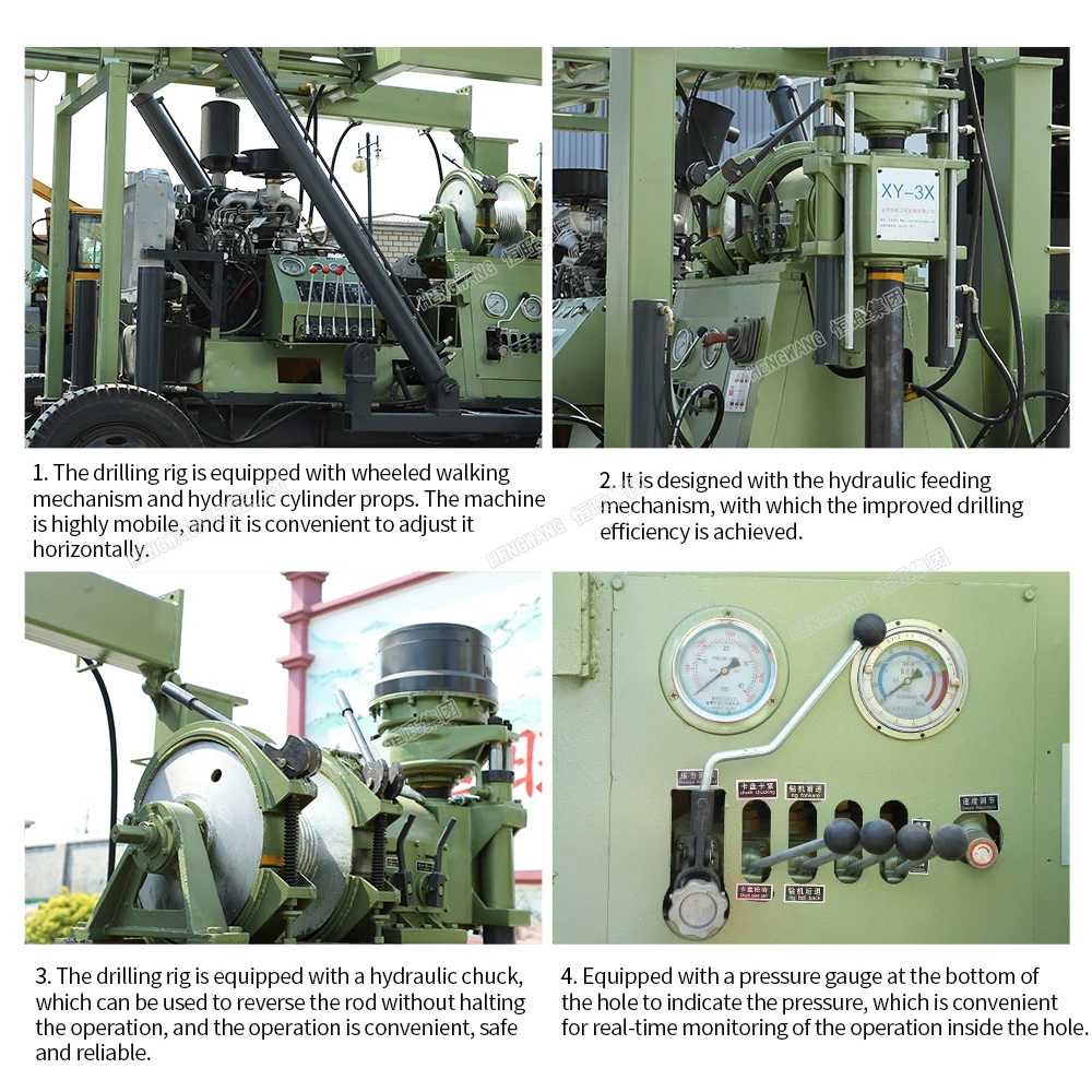 400m deep XYX-3  wheels diesel engine rotary water well drilling rig price