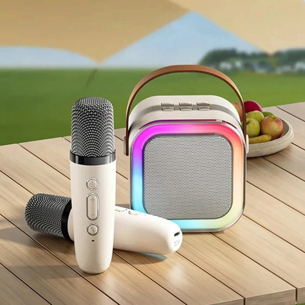 K12 Mini Portable Audio Integrated Microphone Home Singing Karaoke Family Wireless Bt Outdoor Portable Speaker With Mics