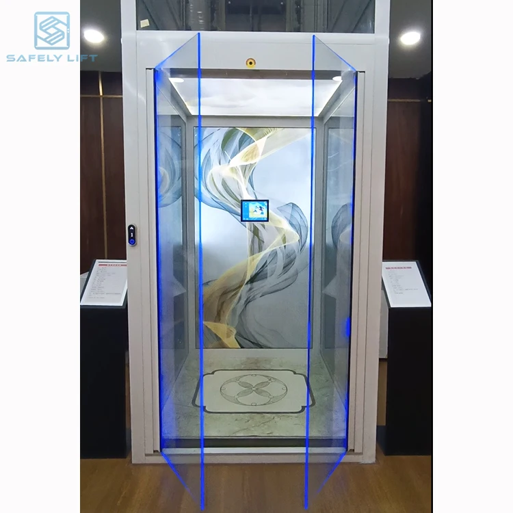 Home Elevator Hydraulic Residential Lift Panoramic Glass Passenger Elevator for Villas Household