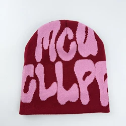 Custom LOGO OEM & ODM men knit beanie winter Outdoor Jacquard letter pattern hat  knitted Sports hat fashion Warm knit me beanie