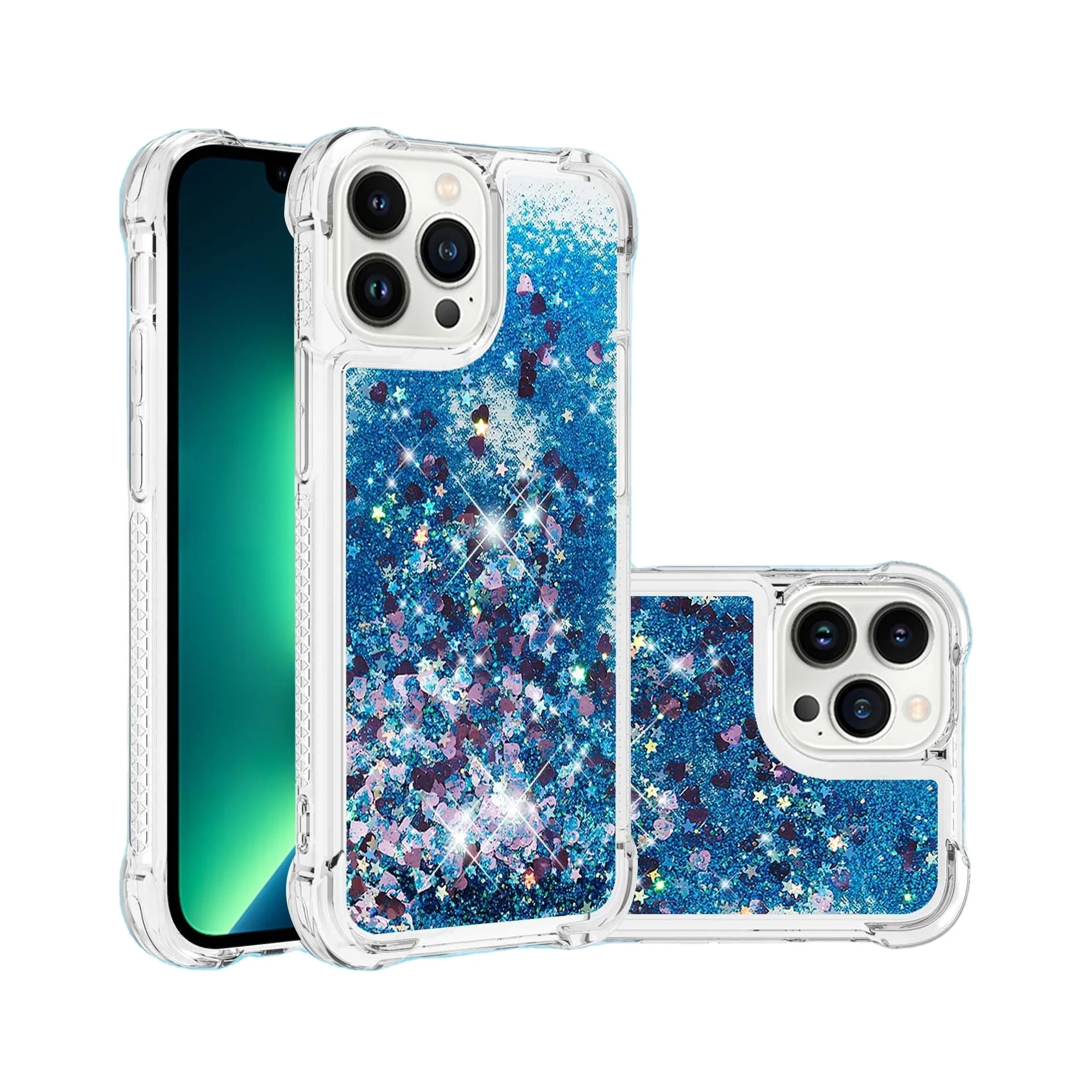 Для iPhone 14 Pro Max новый дизайн роскошный сублимационный клей эпоксидный Поликарбонат ТПУ блестящий чехол зыбучий песок прозрачные аксессуары Чехлы