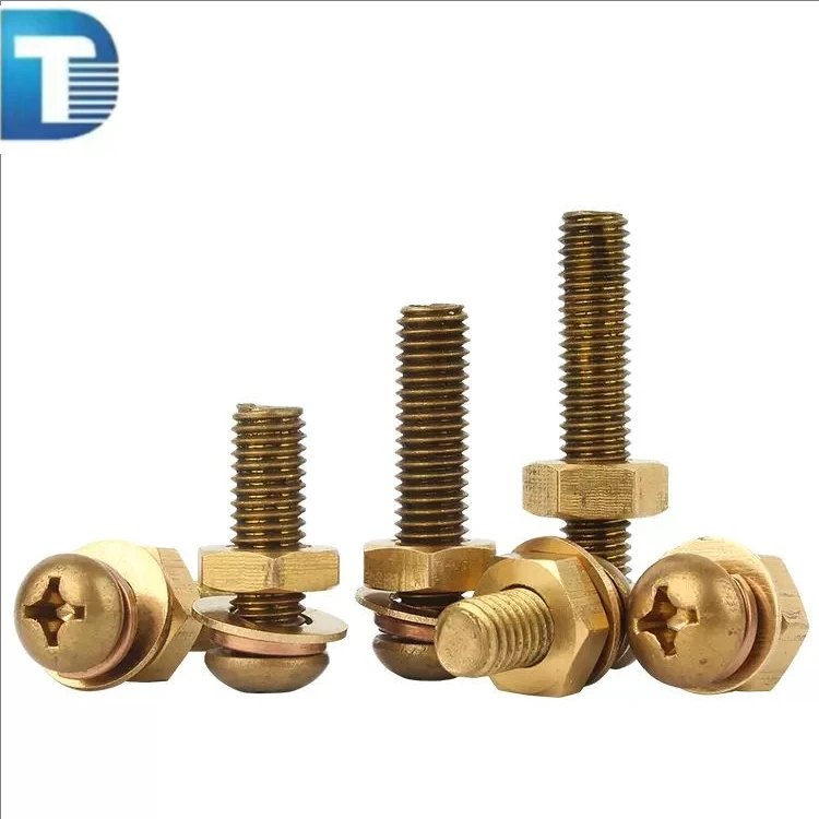 Brass Bronze Copper Alloy H59 H62 Nickel Tin M4 Thread Button Head Hex Screw Washer Assortment Inch Measurement System