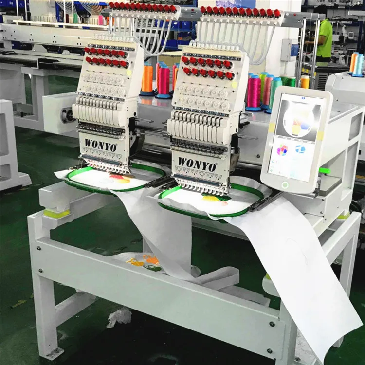 Auto Thread Break Detection Double Head Computerized Embroidery Machine Video Technical Support suit for jeans, shoes, insoles