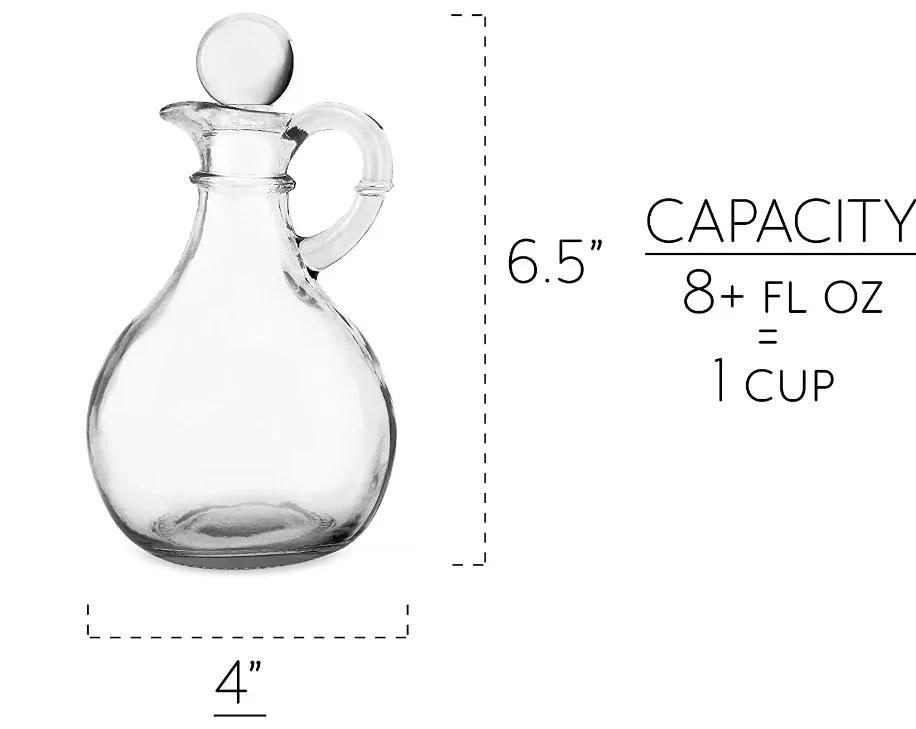 Round Glass Oil Dispenser Bottles with Stoppers Glass Oil and Vinegar Cruets