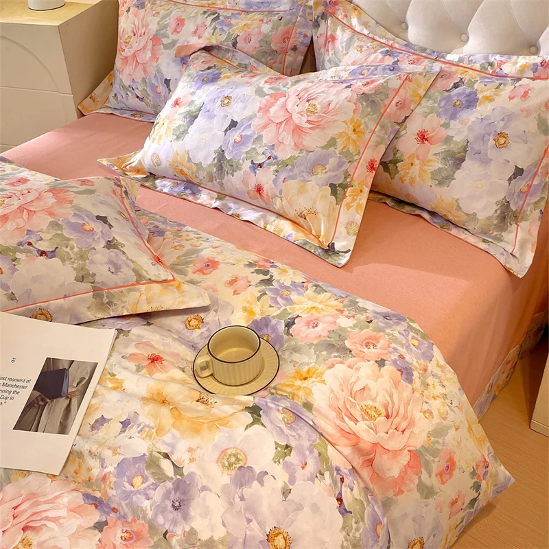 Hot Sale Cotton Fabric Bed Linen Sheets Wholesale Bedding Duvet Cover Set Bed Linen Set Pure French Linen Bedding