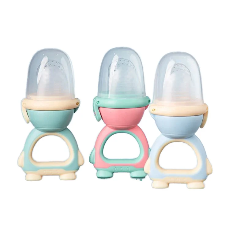 New Pushing Type Robot Shape Wholesale Bpa Free Silicone Baby Fresh Baby Vegetables Juice Food Feeder Fruit Pacifier