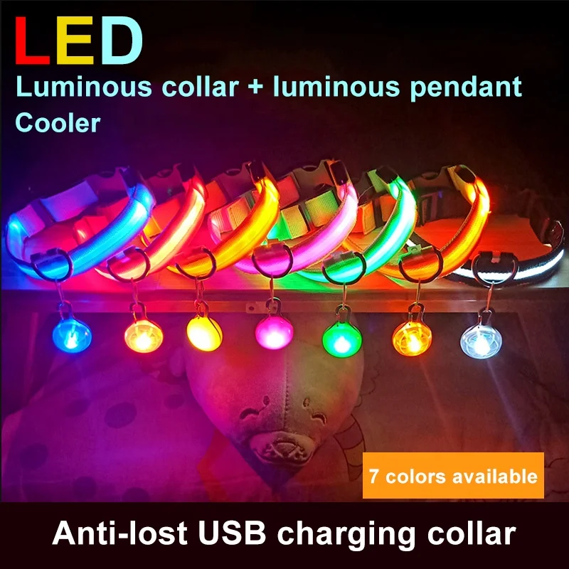 Led Collars Customized Adjustable Nylon Waterproof Reflective Collar Designer Custom Dog Collar usb led dog pet light up safety