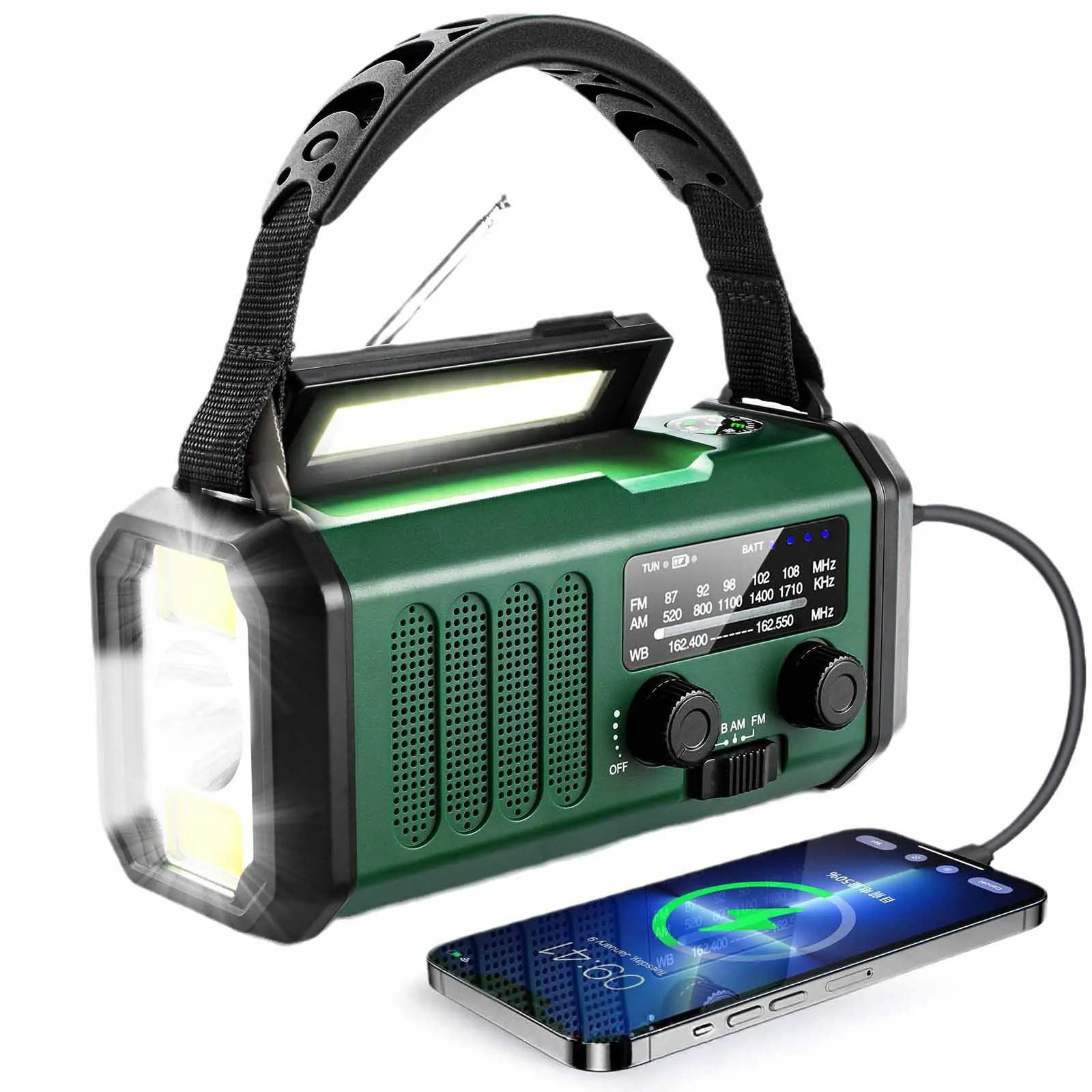Multifunctional emergency portable radio can be hand-cranked charging with compass AM FM outdoor radio