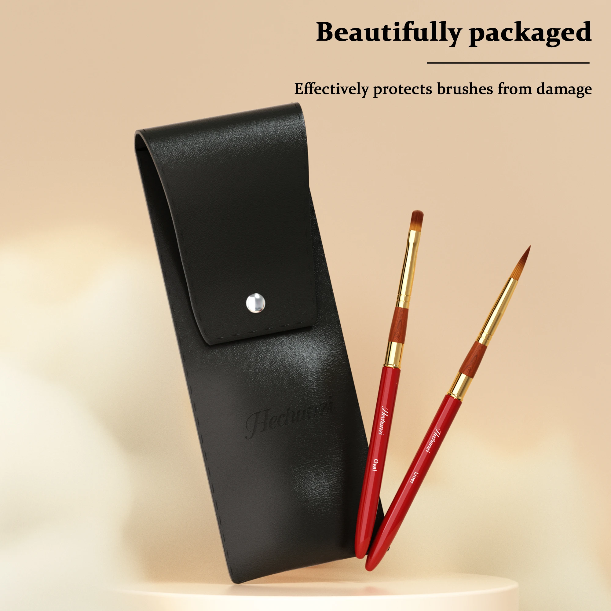 Hechunzi High Quality Red Gold Ferrule Watercolor Brush 6pcs Set Round Synthetic Travel Paint Artist Brushes