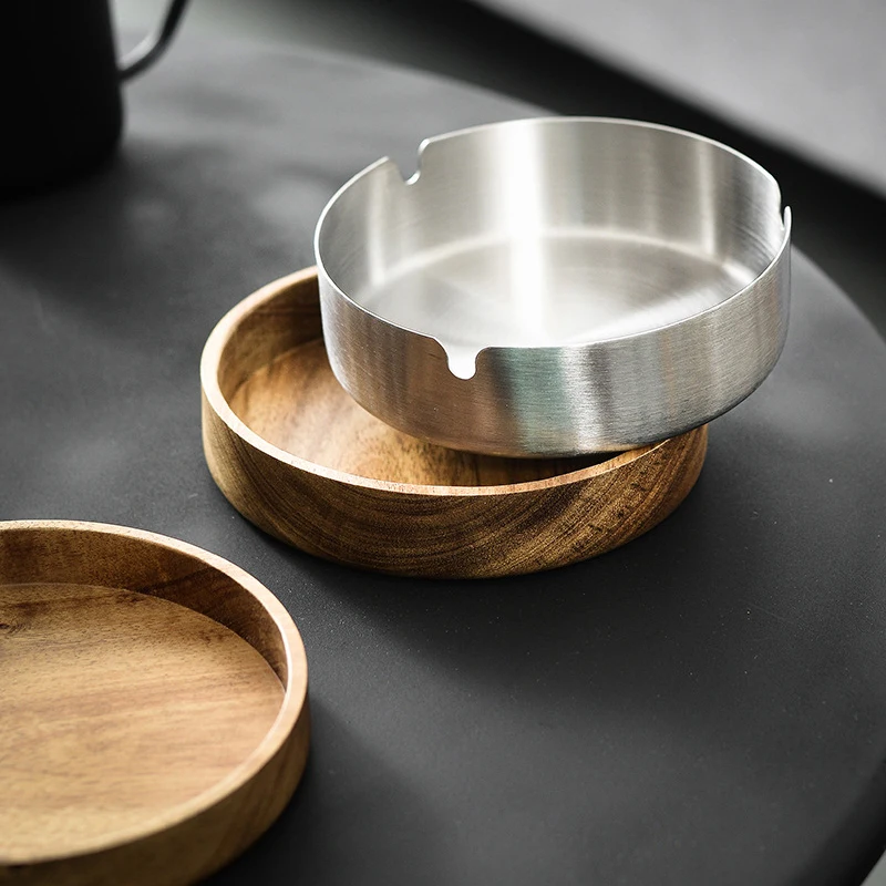 New Arrival Round Wooden Ashtray Office Home Restaurant Cigar Holder Ashtray With Lid