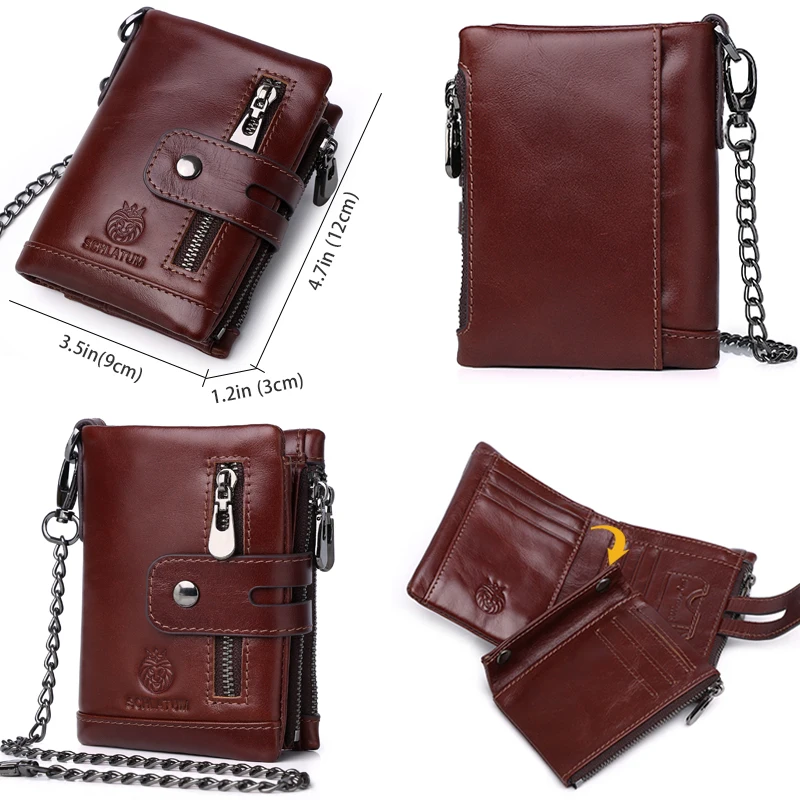 SCHLATUM RFID Genuine Leather Men Wallets Casual Cowhide Male Slim Card and Money Holder Wallet