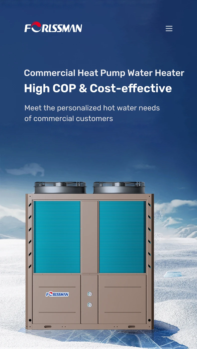 R410 high COP  high efficiency hot water system Commercial heat pump water heater for hotel and commercial building