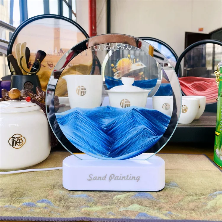 Hot Sell Hourglass RGB LED Table Lamp Moving 3D Hourglass Decorative Quicksand Table Lamp With USB Cable Night Light