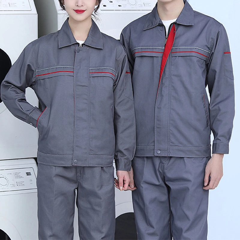 Spring and Autumn Auto Repair Shop Workshop Clothes with Reflective Strips Gas Station Labor Protection Clothing Uniforms Sets
