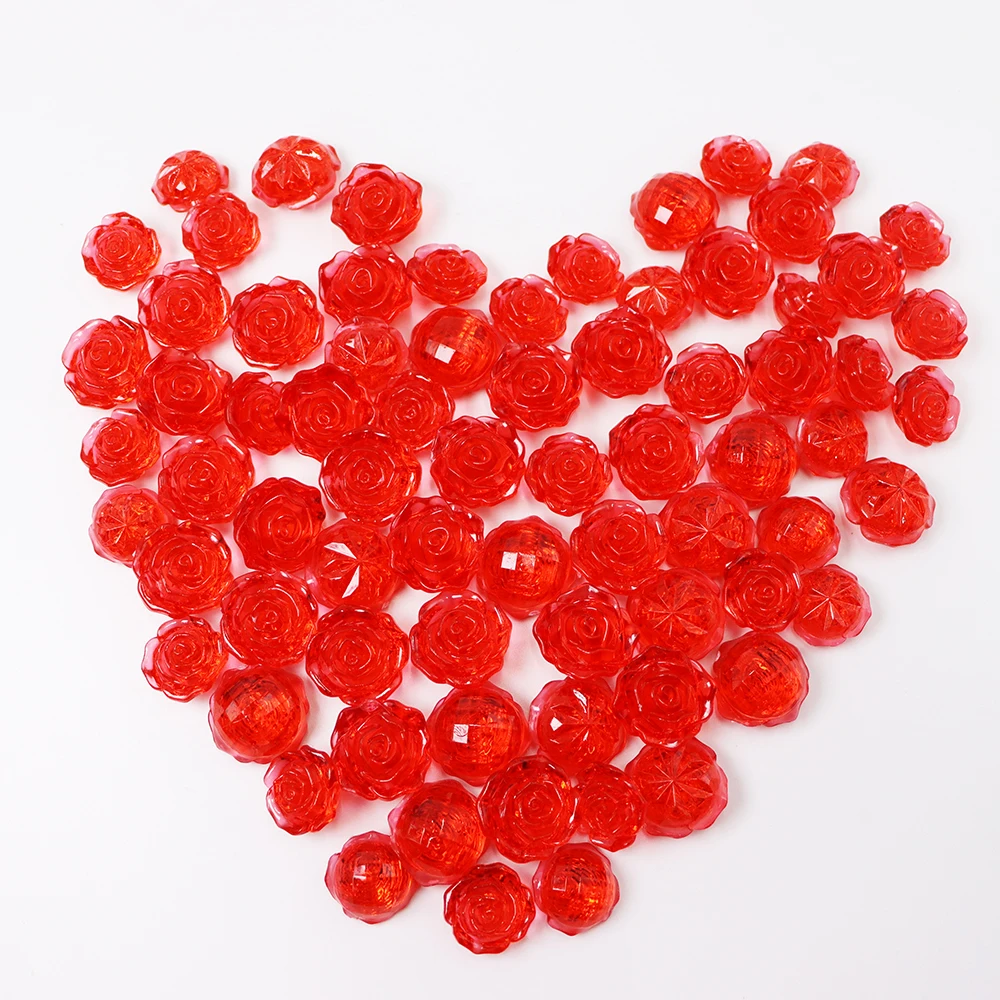 150pcs Hongzhi High Quality Acrylic Flower Beads No Hole Colorful Plastic Flower Beads For Wedding Table Curtain Decoration