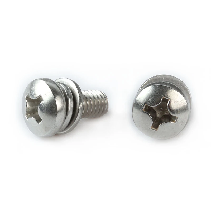 machine screws fasteners cross recessed small pan head screw single coil spring lock plain washer assemblies GB9074