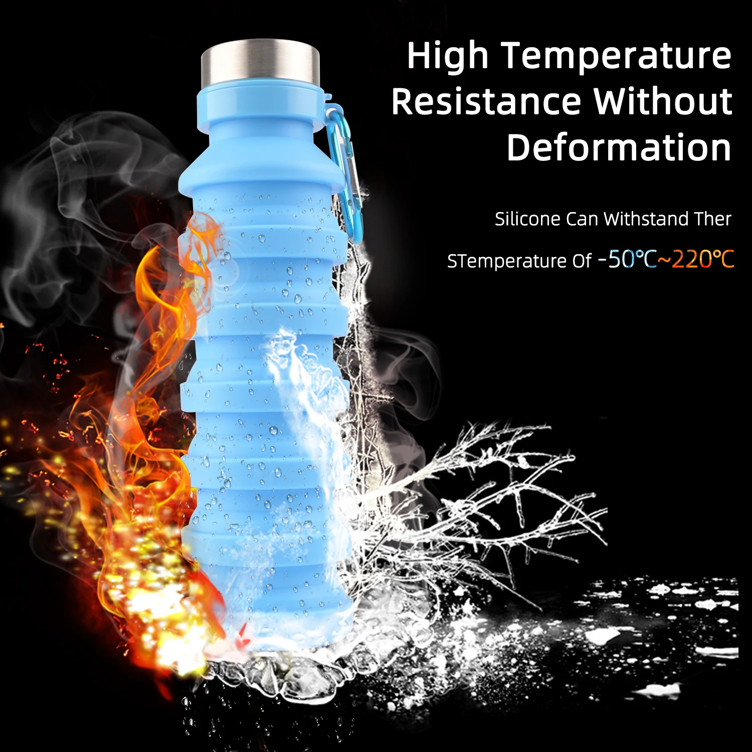Компактная бутылка для воды большая емкость регулируемая без BPA силиконовая складная