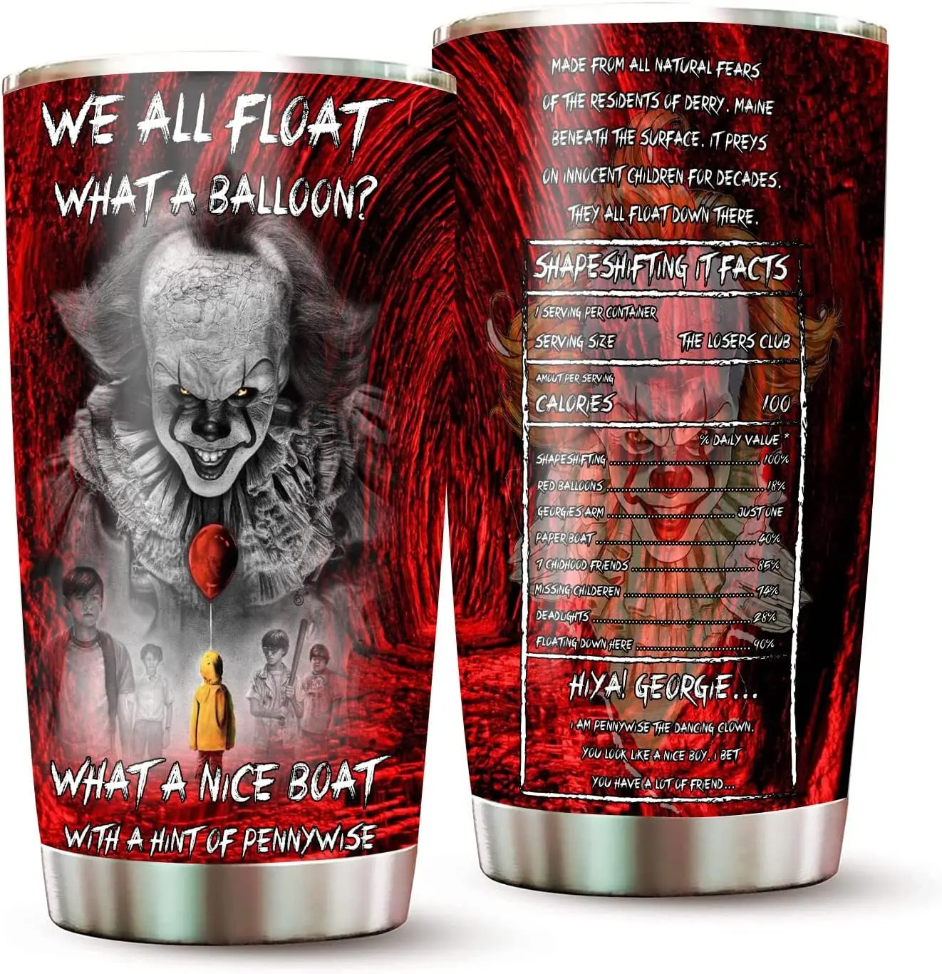 tumbler new arrival custom christmas gift Halloween blood Horror Character Smile Pennywise 20 oz insulated car mugs