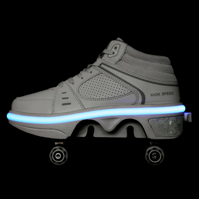 New design Skate With Wheels Led Luminous Deformation Roller Shoes for wholesales wholesale shoes