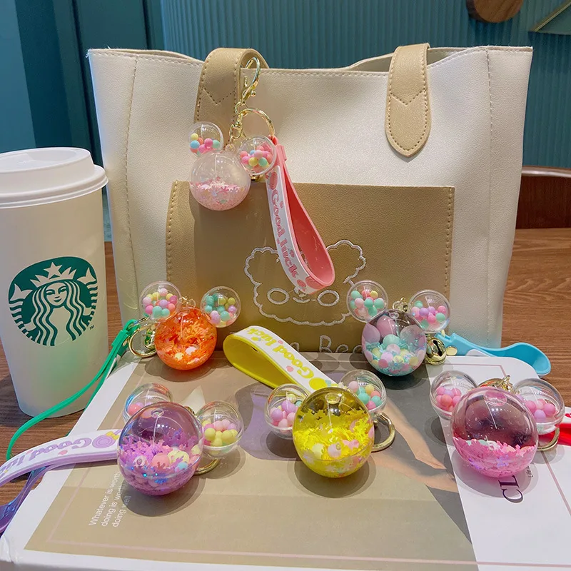 Custom sublimation blank Mickey head Acrylic charms Keychain key ring key holder wholesale in bulk