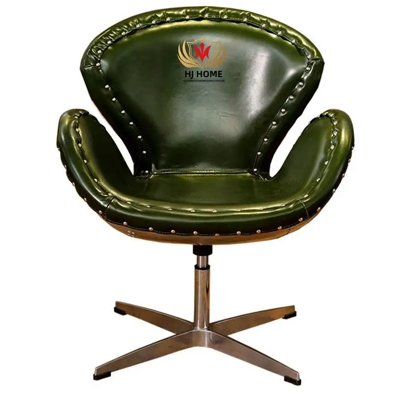 HJ HOME Antique design Loft style swivel armchair game chair vintage leather aviator seating accent lounge bar chairs