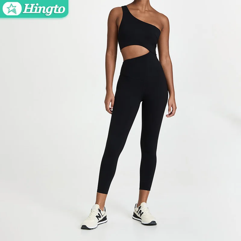 Hingto Fitness Yoga Jumpsuit Spandex Workout One Piece full Bodycom Jumpsuit Women Active Romper