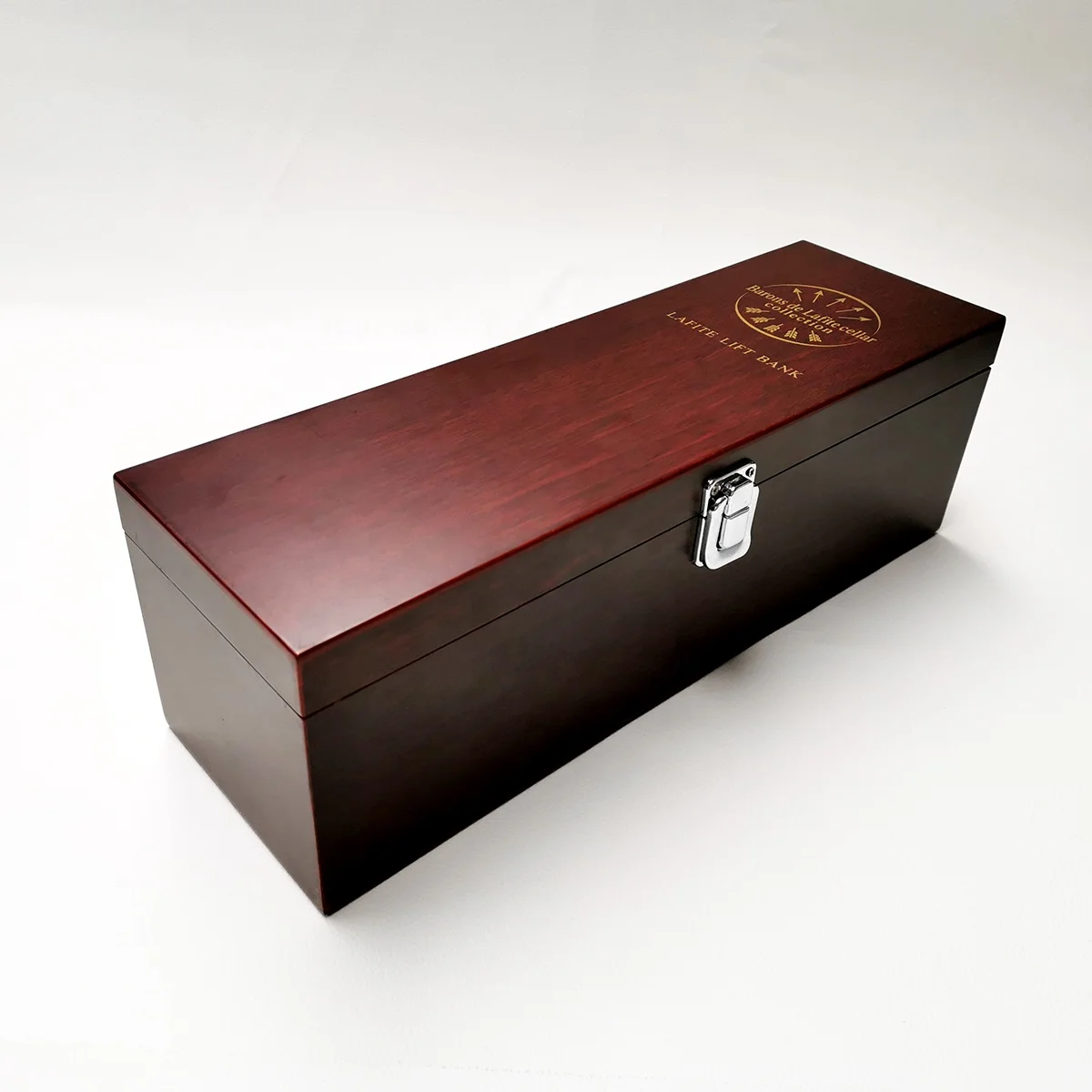 Custom red wooden satin inlay wine bottles packing boxes