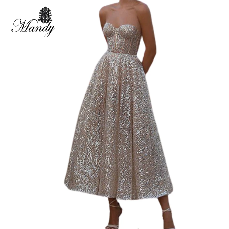 Mandy 2023 summer sexy luxury sequin maxi dresses prom dresses women