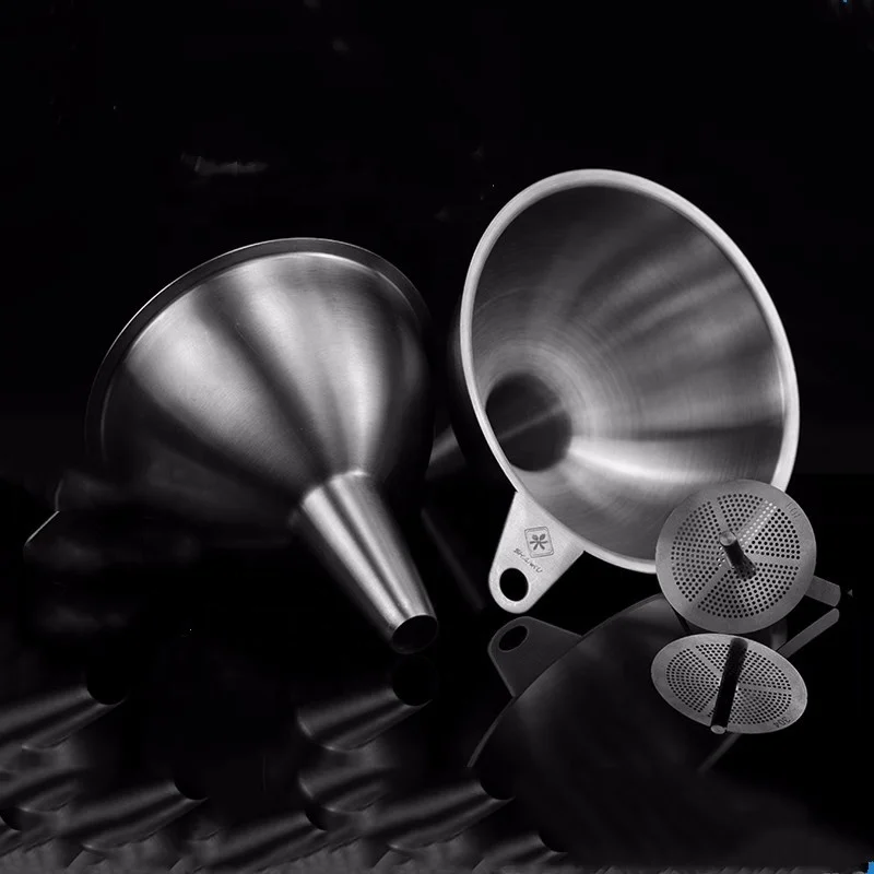 Shianku Food Grade Wholesale Metal Funnel Premium Quality Kitchen Oils Liquid Funnel Stainless Steel Wine Funnel With Filter