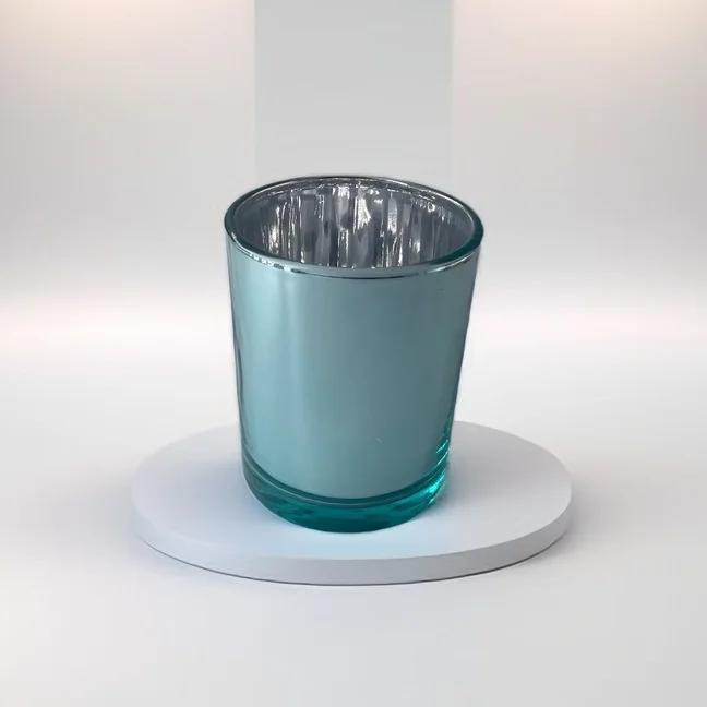 Christmas Decorate Unique Creative Electroplating Empty Glass Candle Jar With Lid For Scented Candle Making