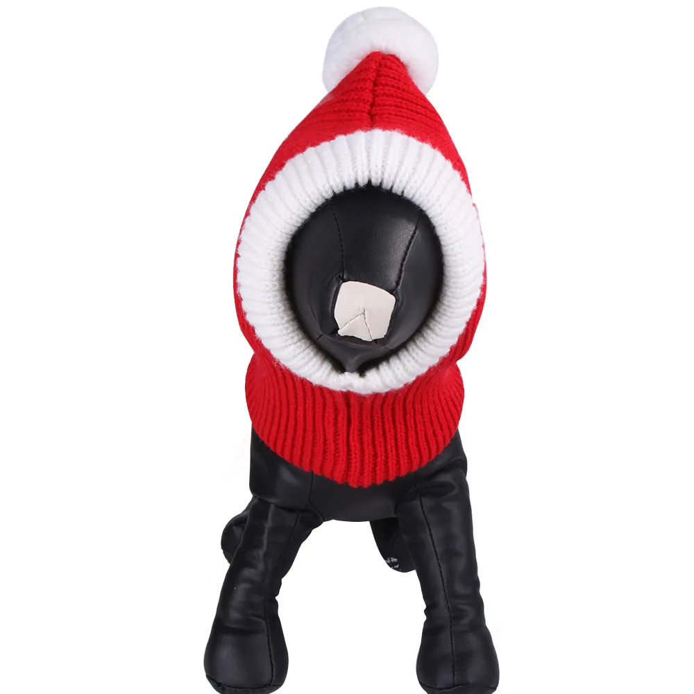 Christmas Santa hat for dog Pet Cap Neck and Ear Warmer Hood Quiet Ears Dog Ear Muffs Noise Protection Warm Winter Dog Santa ha