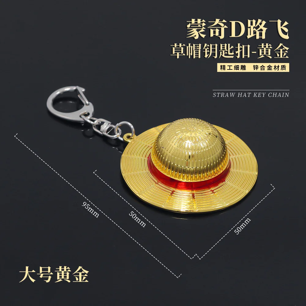4 Designs Anime Monkey D Luffy Straw Hat Metal Pendant Keychain Charms Creative Cartoon Character Metal Craft Keychain Ornaments
