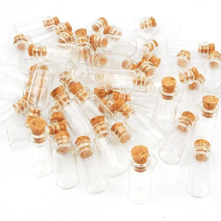 Wholesale glass vials for seed flower matches packaging empty glass bottle with cork tip stoppers