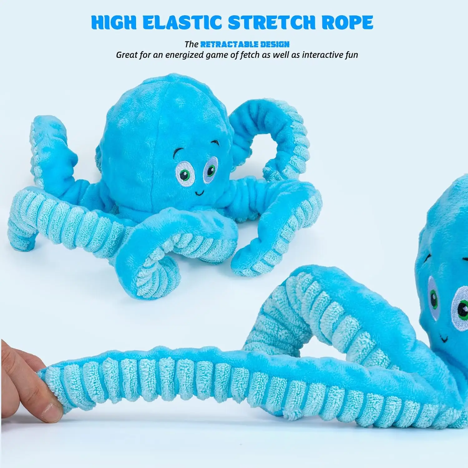 Squeaky Dog Toys Octopus-Tug of War Dog Plush Toy for Large Breed Interactive Stuffed Dog Chew Toys