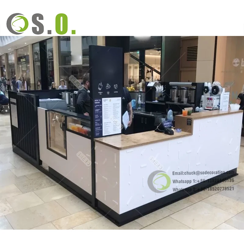Coffee Kiosk Indoor  Modern Kiosk Container  Wooden Mobile Food Kiosk For Shopping Mall